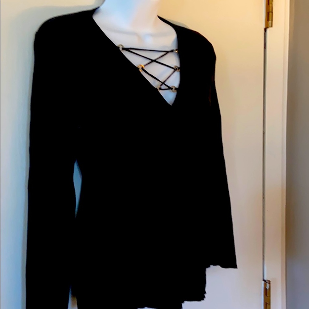 Michael Kors Vneck top with lace up detail